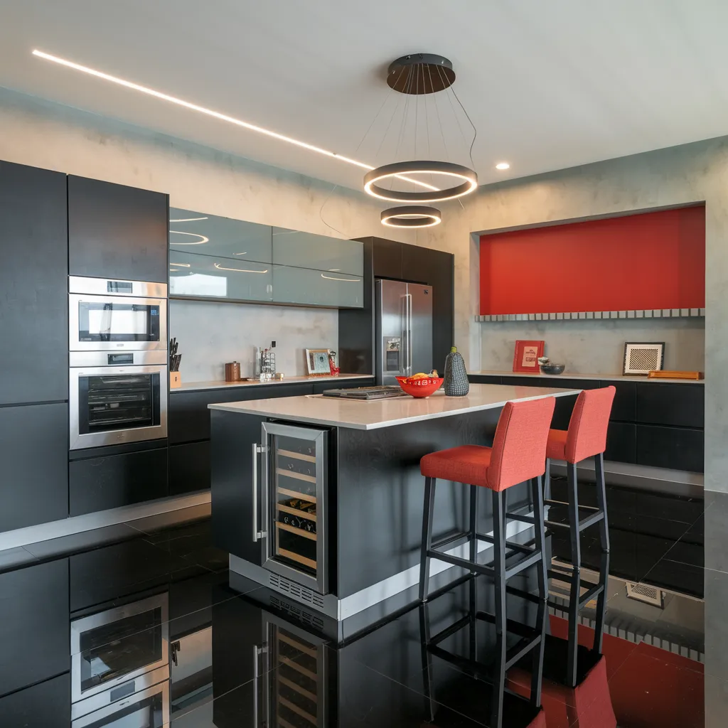 22 Jaw Dropping Modern Kitchen Ideas That Feel Like Pure Inspiration 3 Bold Modern Kitchen with Red Accents