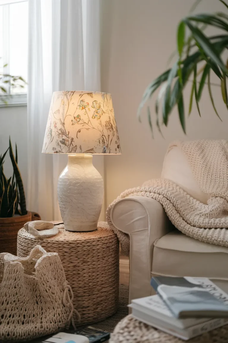 Living Room Lamp Ideas That Instantly Make a Room Look Expensive 13 Botanical Bloom Ceramic Table Lamp