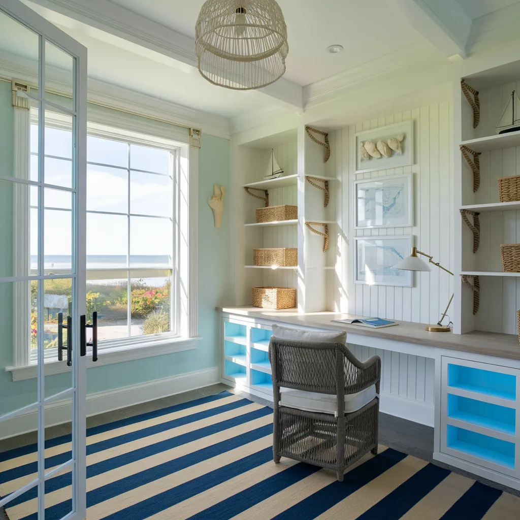24+ Jaw-Dropping Home Office Ideas That Look Insanely Expensive 23 Breezy Coastal Office