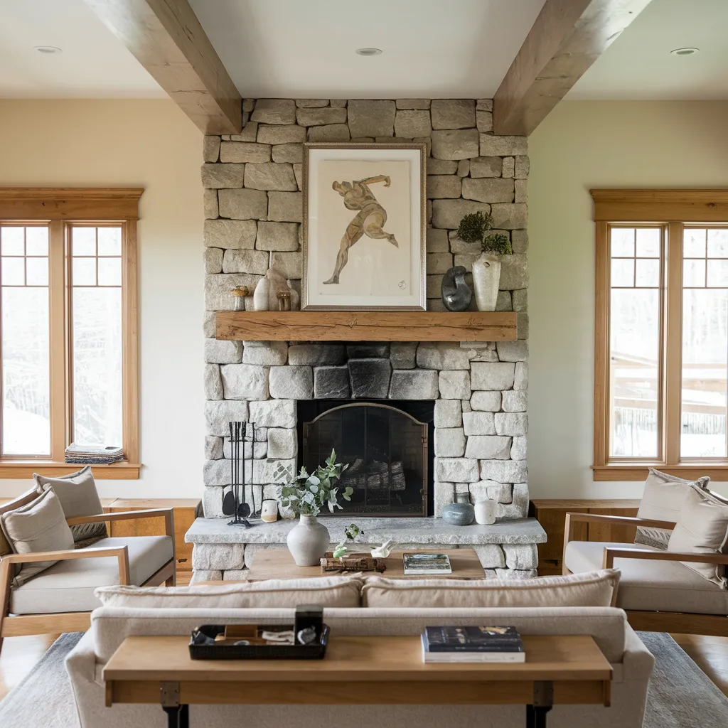 Warm Rustic Living Room Ideas You’ll Wish You Tried Sooner 5 Bright and Modern Rustic Room with a Stone Fireplace