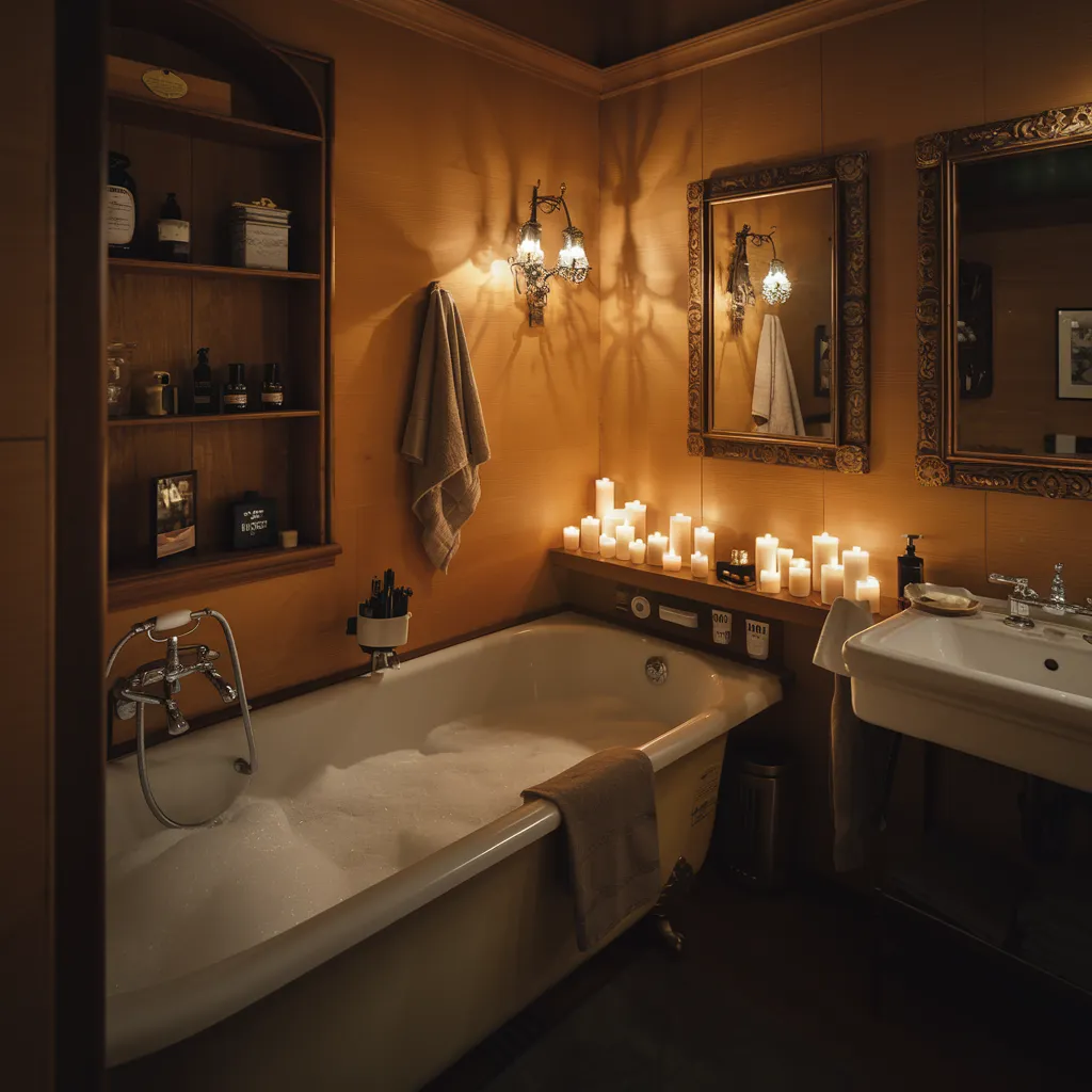 Halloween Bathroom Makeovers You’ll Want to Copy Before October 31st 11 Candlelit Shadows Bathroom