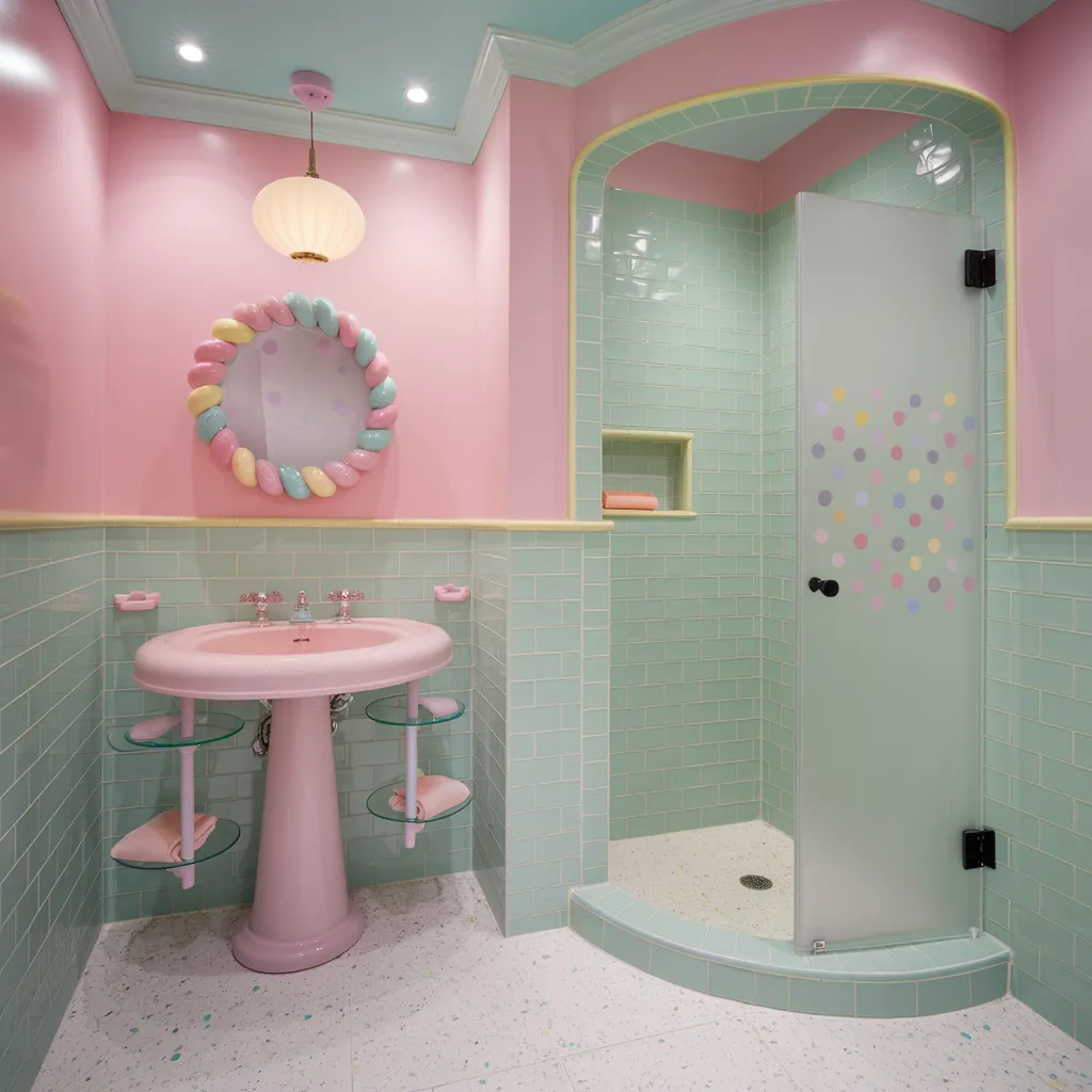 20 Small Funky Bathroom Ideas That Will Make You Rethink Your Space 9 Candy Pastel Dream Bathroom