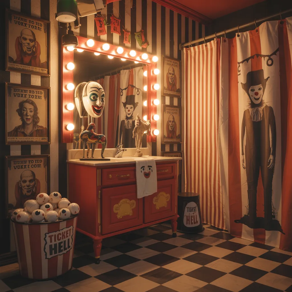 Halloween Bathroom Makeovers You’ll Want to Copy Before October 31st 28 Carnival of Screams Bathroom