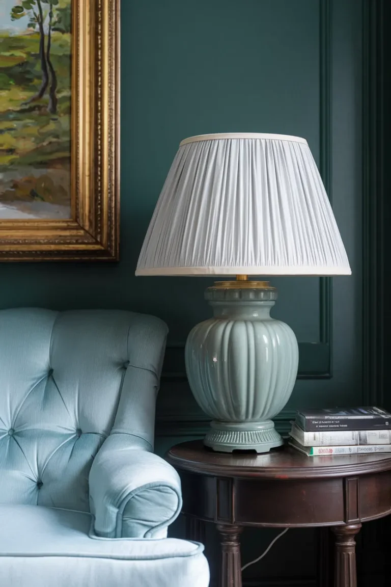 Living Room Lamp Ideas That Instantly Make a Room Look Expensive 9 Celadon Pleated Shade Table Lamp