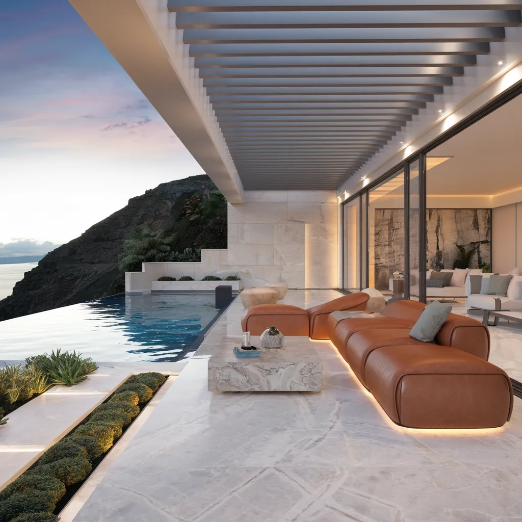 31+ Unique Patio Ideas That Will Make You Never Want to Go Inside 2 Cliffside Infinity Pool Patio with Luxe Lounge