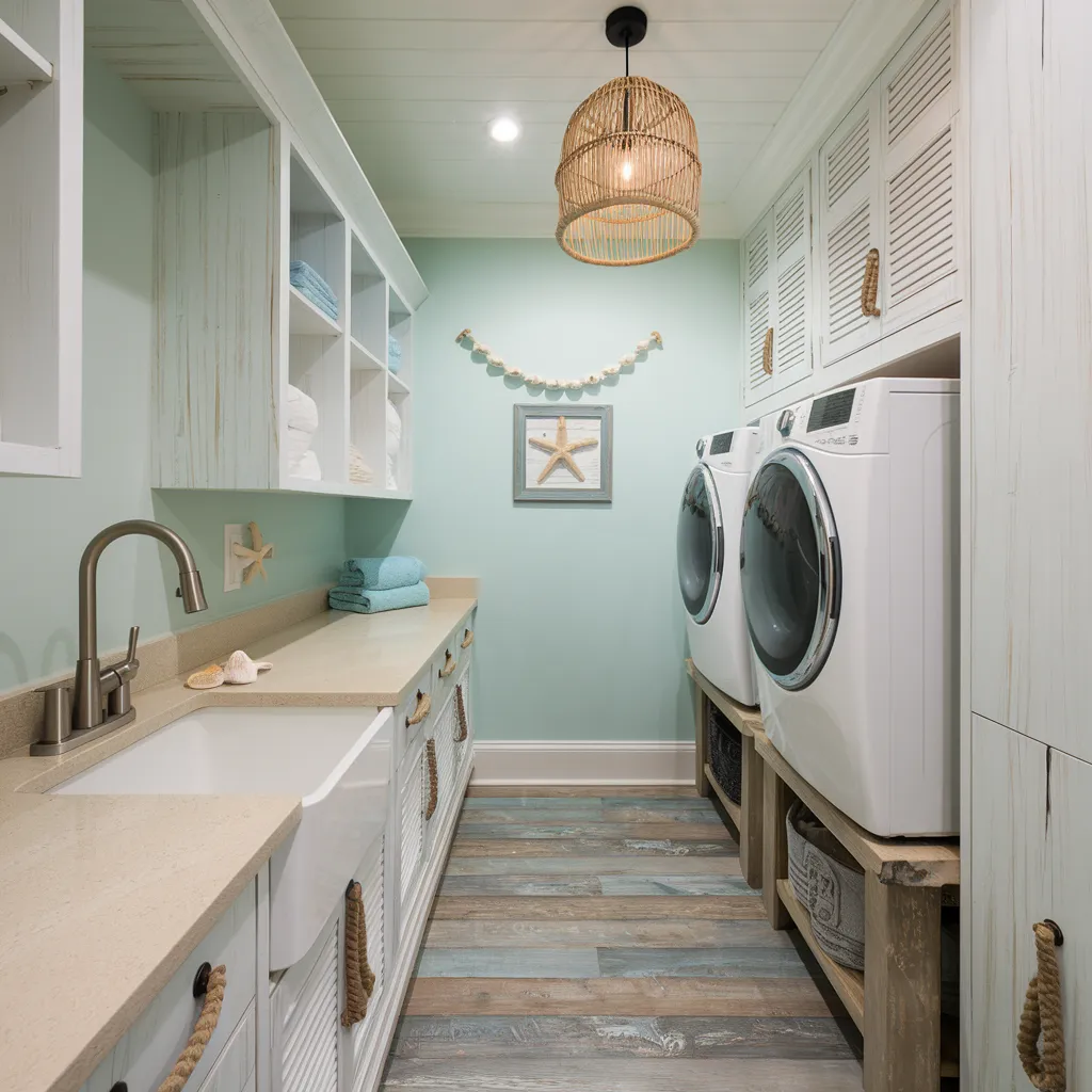 27+ Genius Laundry Room Ideas That Will Make You Love Doing Chores 15 Coastal Beach Laundry Room
