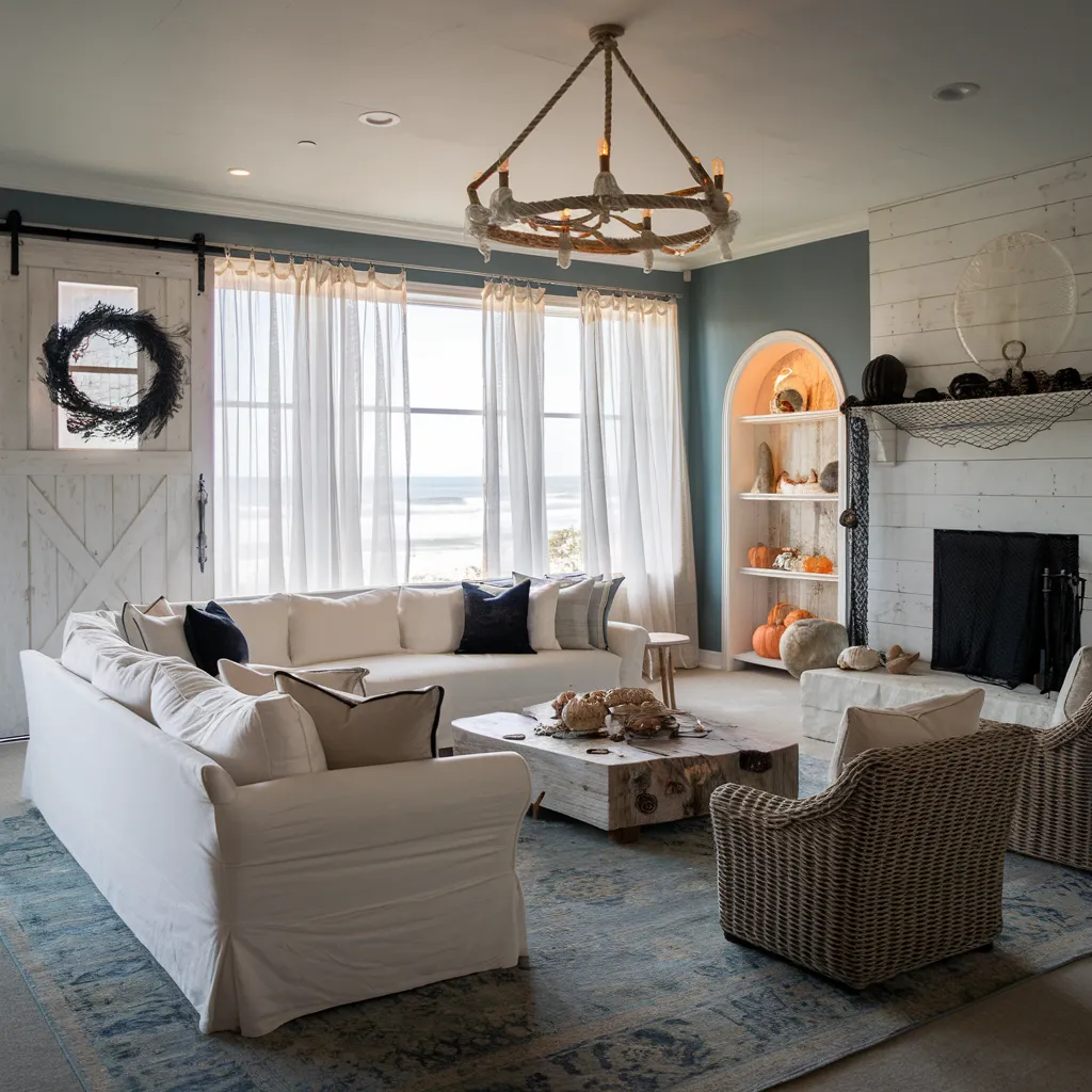 The Ultimate Halloween Living Room Inspiration Guide (Every Style Covered) 11 Coastal Haunted Retreat