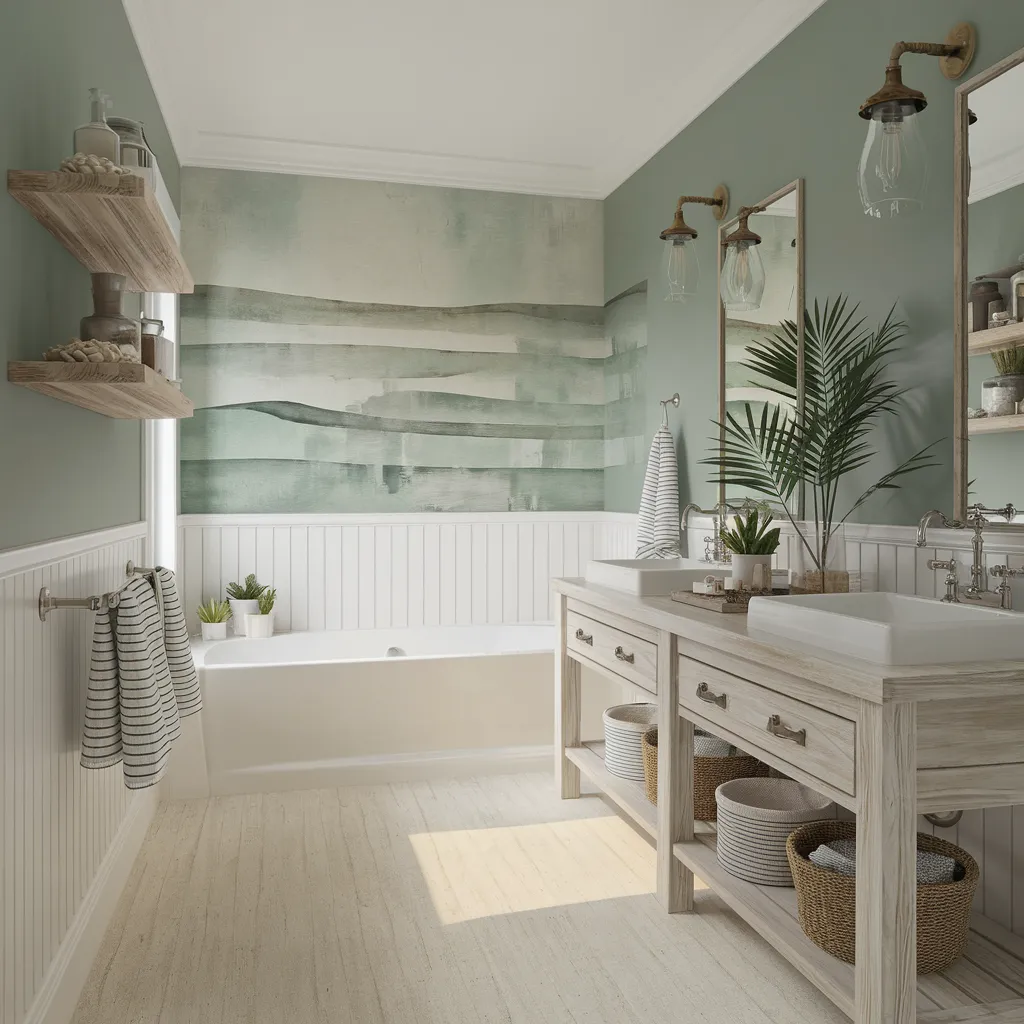 The Ultimate Guide to Sage Green Bathrooms That Feel Like Retreats 18 Coastal Style Sage Green Bathroom with Relaxing Vibes