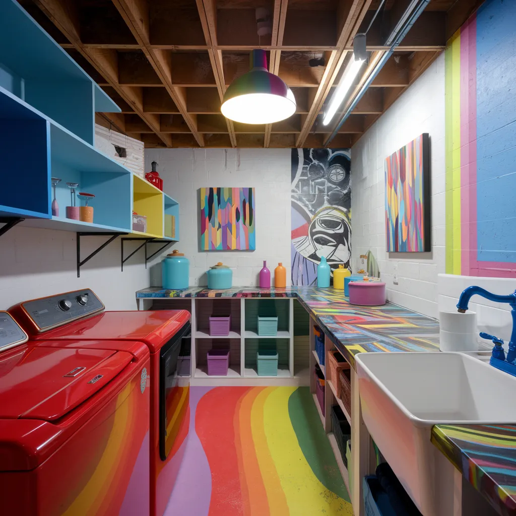 27+ Genius Laundry Room Ideas That Will Make You Love Doing Chores 11 Colorful Modern Laundry Room