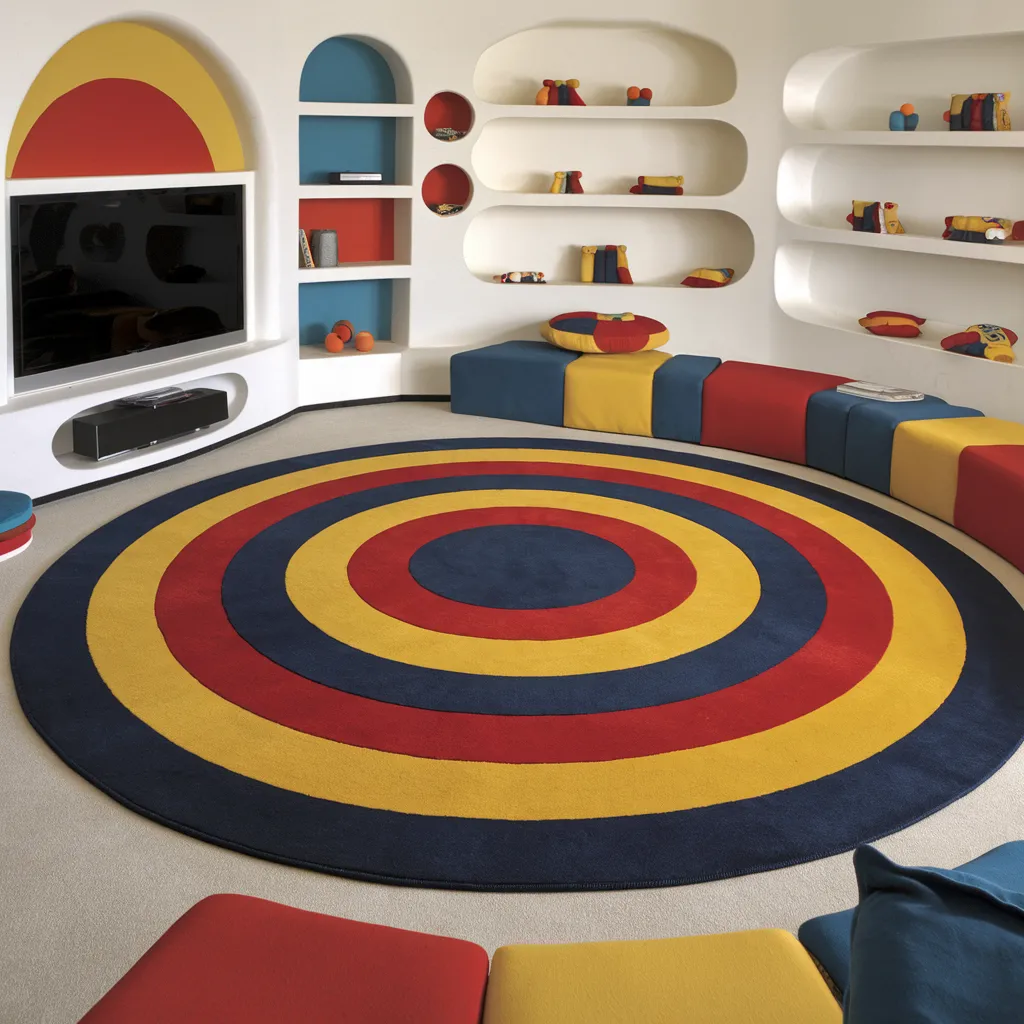 Rugs in Living Room Designs That Instantly Upgrade Your Space 11 Colorful Round Rug in Living Room