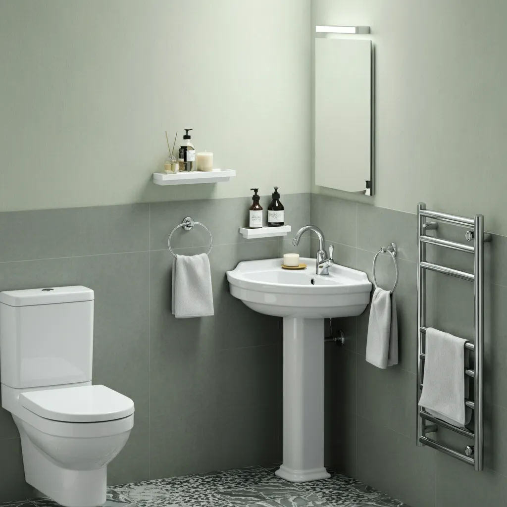 These Small Bathroom Ideas Are So Genius, You’ll Want to Remodel Tonight 12 Compact Corner Sink Image