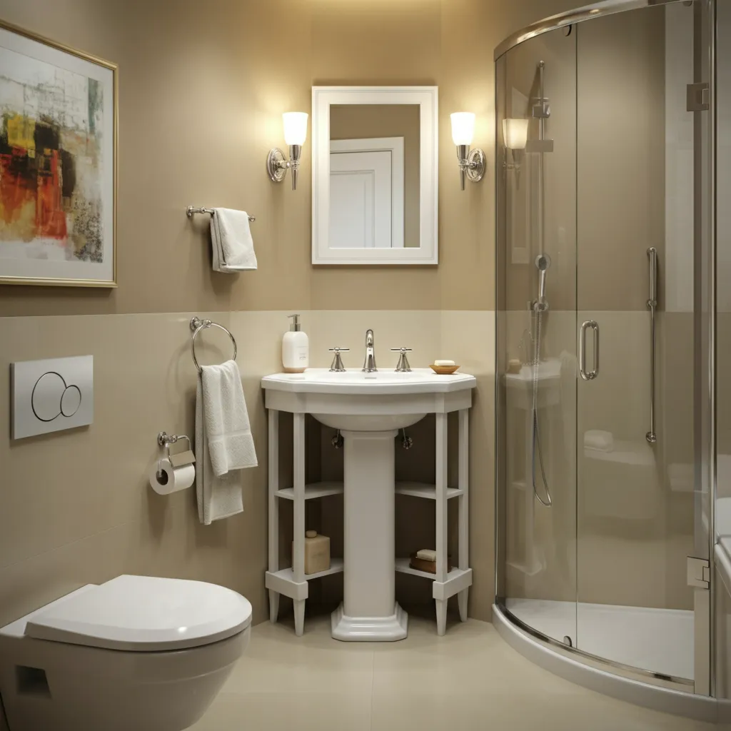 24 Bathroom Vanity Ideas So Beautiful, You’ll Want to Remodel Today 8 Compact Corner Vanity Bathroom