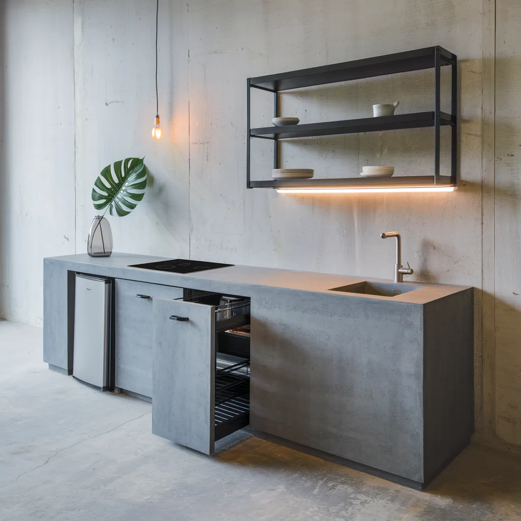 34 Small Kitchen Ideas That Make Tiny Spaces Look Huge 24 Concrete Minimalist Small Kitchen
