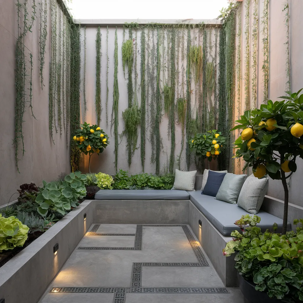 Contemporary Courtyard with Vertical Garden