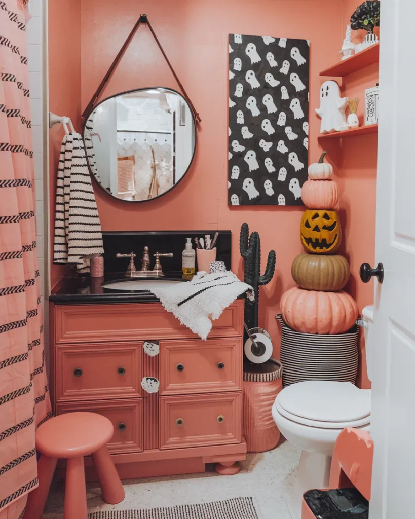 Halloween Bathroom Makeovers You’ll Want to Copy Before October 31st 19 Coral Ghost Bathroom