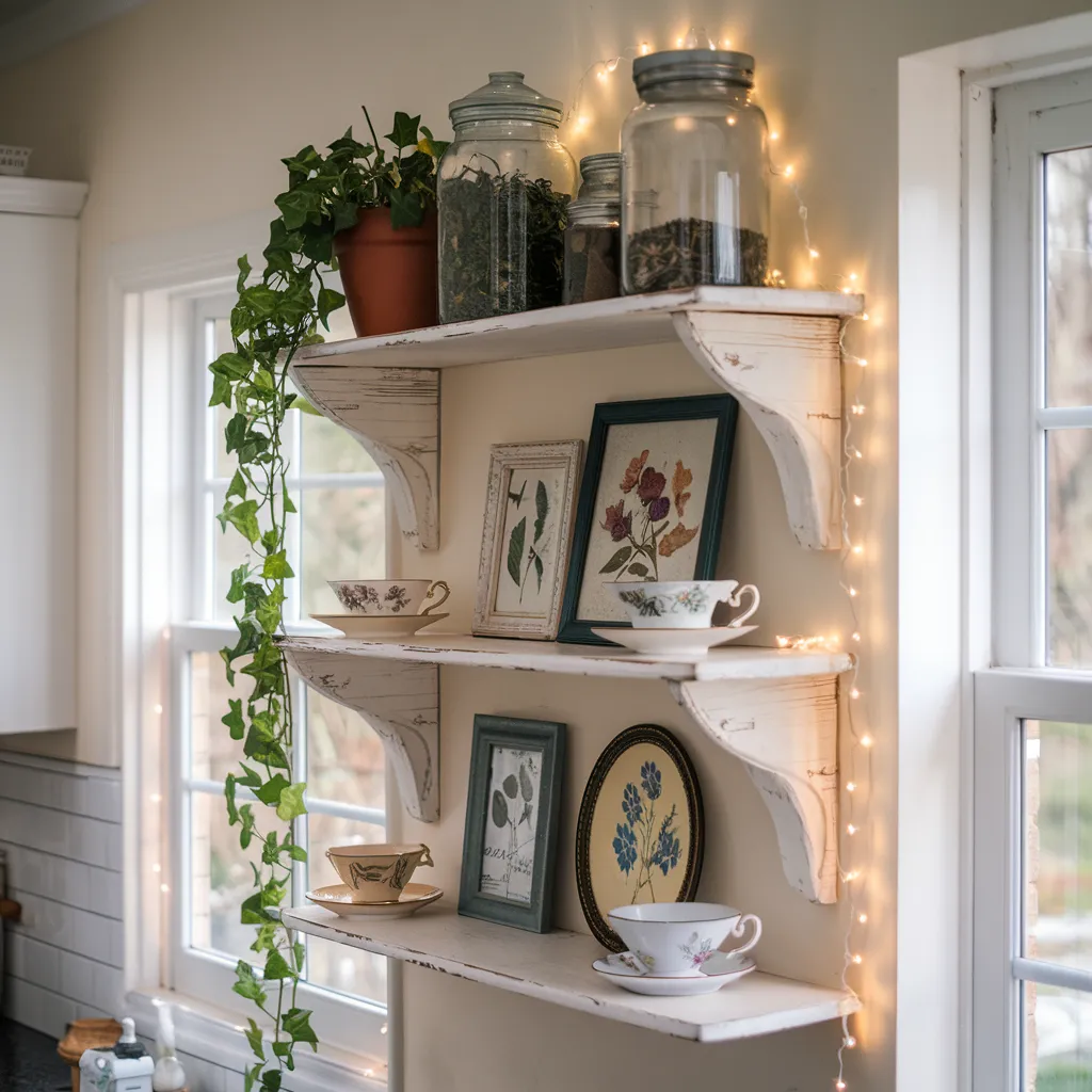The Ultimate Guide to Shelf Decor Ideas for Small and Large Spaces 15 Cottagecore Botanical Shelf Decor