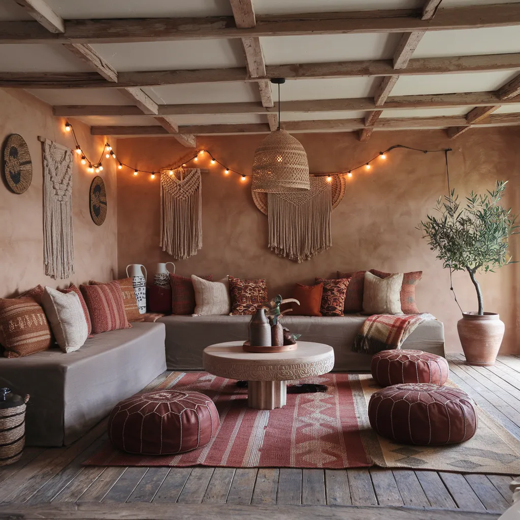 Warm Rustic Living Room Ideas You’ll Wish You Tried Sooner 33 Cozy Bohemian Hideaway with Rustic Textures