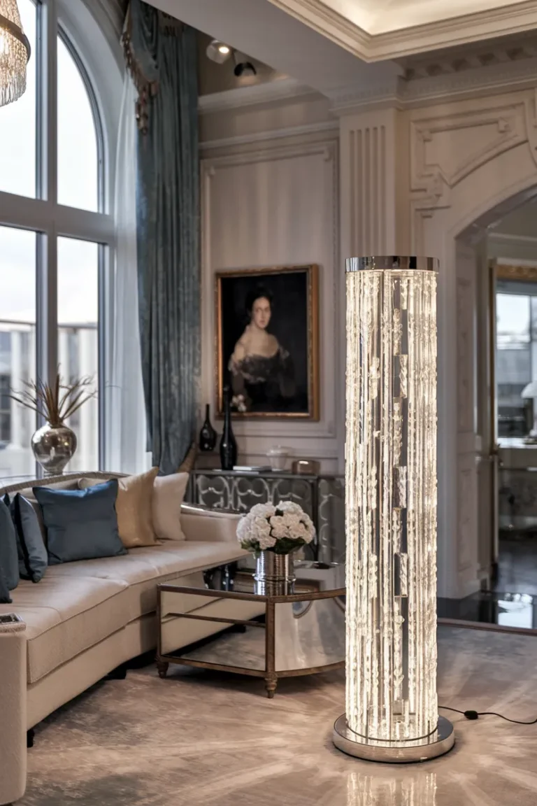 Living Room Lamp Ideas That Instantly Make a Room Look Expensive 28 Crystal Cascade Tower Lamp