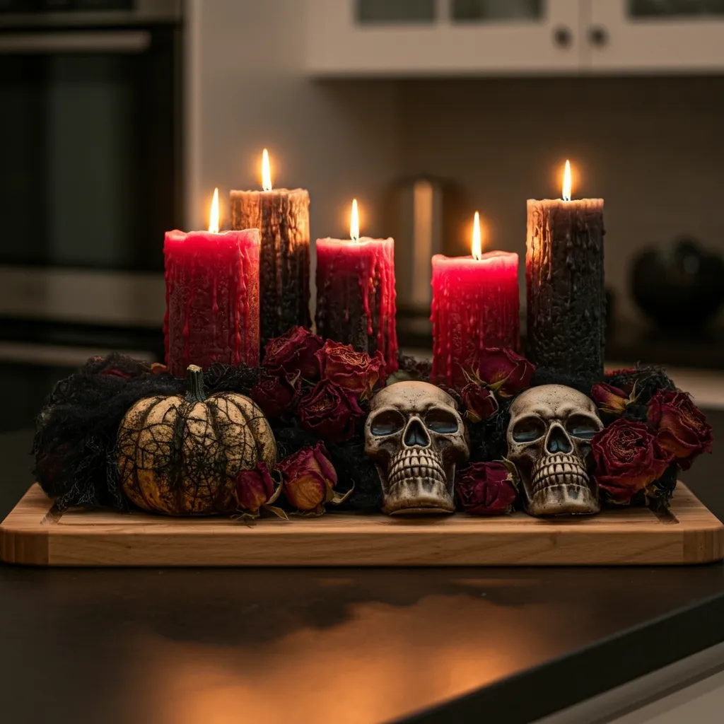 25+ Spooky-Chic Halloween Kitchen Decor Ideas You’ll Wish You Tried Sooner 15 Cursed Cutting Board Centerpiece