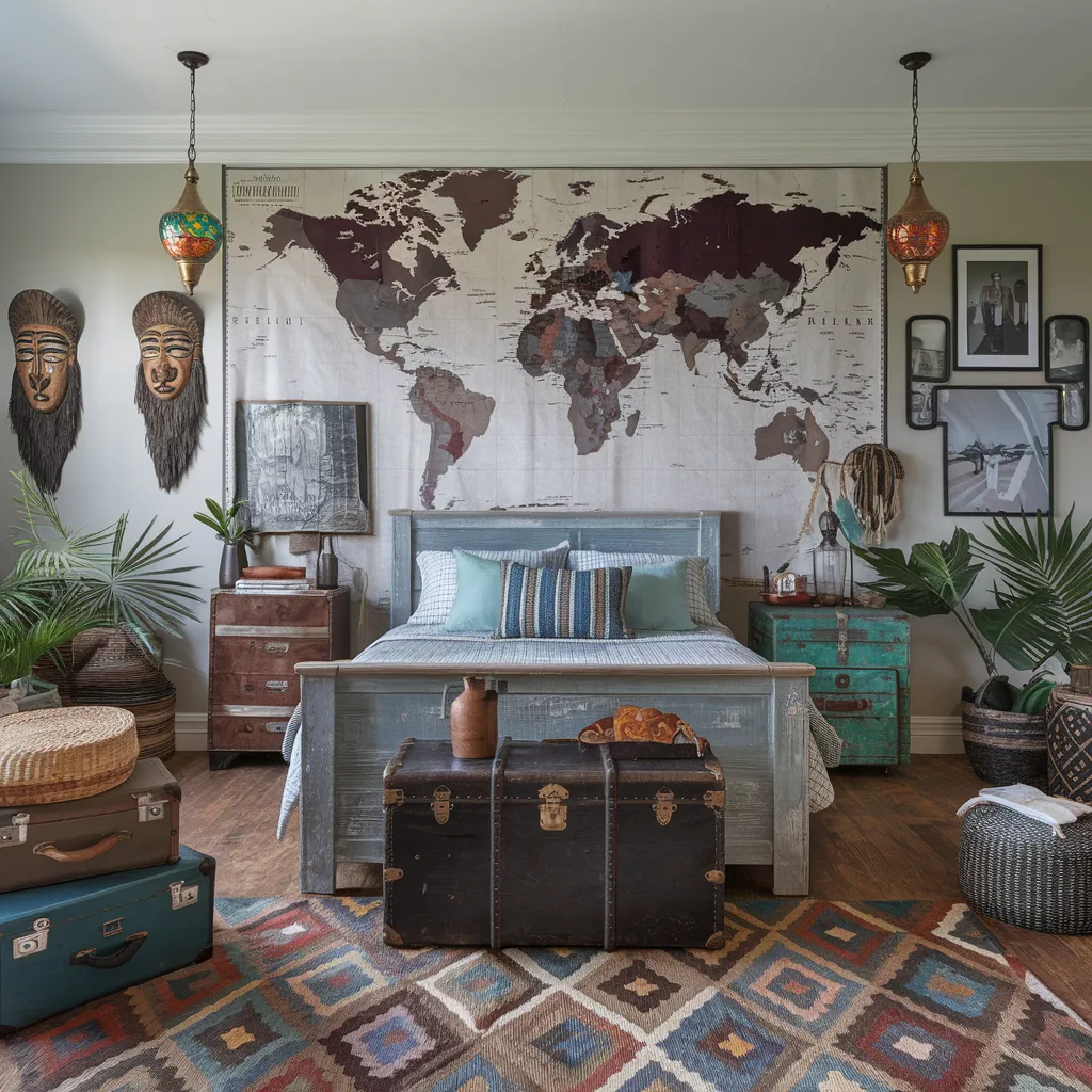 Eclectic Traveler Men’s Bedroom Design