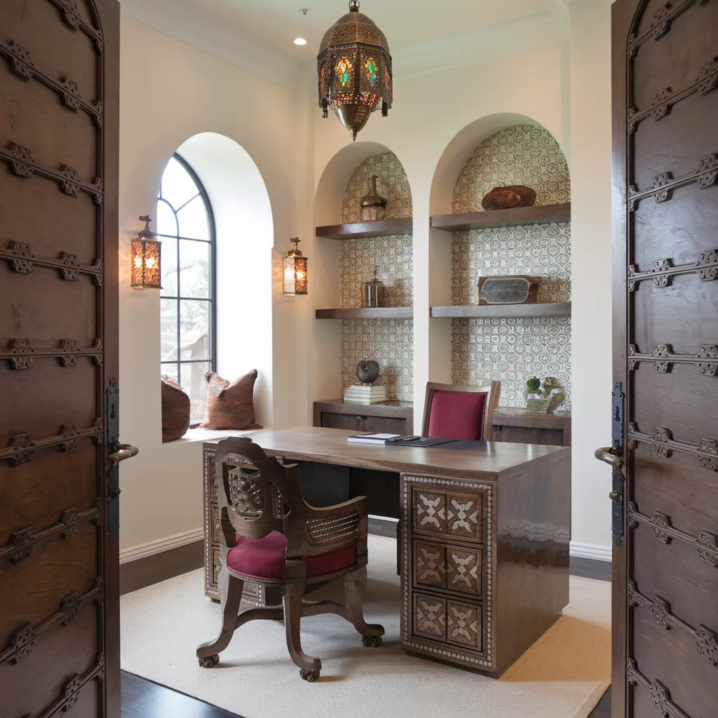 24+ Jaw-Dropping Home Office Ideas That Look Insanely Expensive 16 Elegant Moroccan Sanctuary