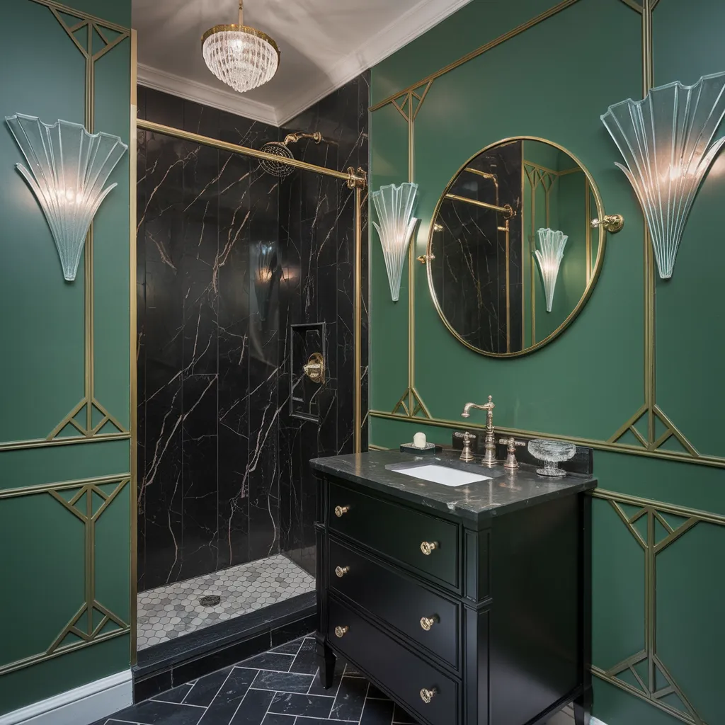 20 Small Funky Bathroom Ideas That Will Make You Rethink Your Space 12 Emerald Art Deco Glam Bathroom