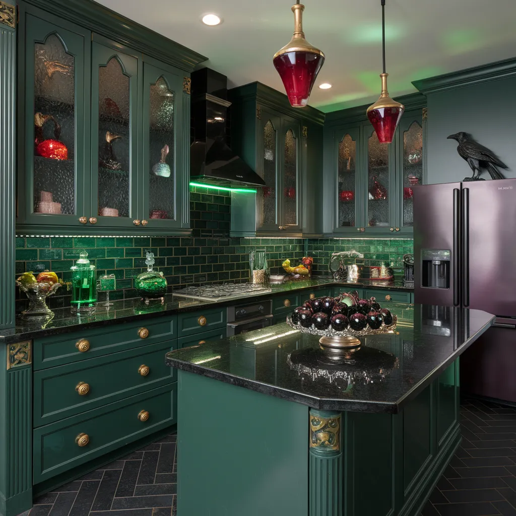 25+ Spooky-Chic Halloween Kitchen Decor Ideas You’ll Wish You Tried Sooner 2 Emerald Enchantment Kitchen
