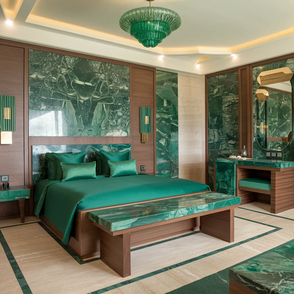 Emerald Marble Bedroom Retreat