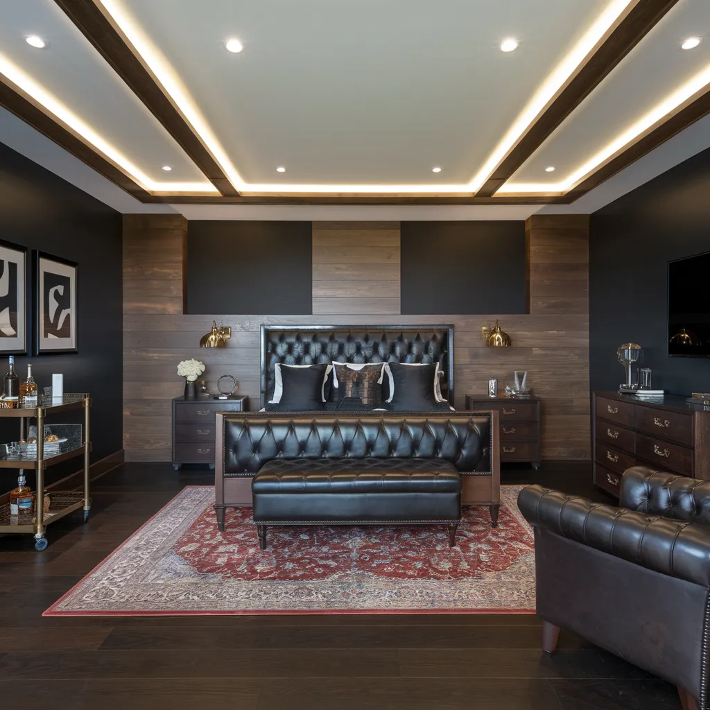 Executive Leather and Wood Men’s Bedroom