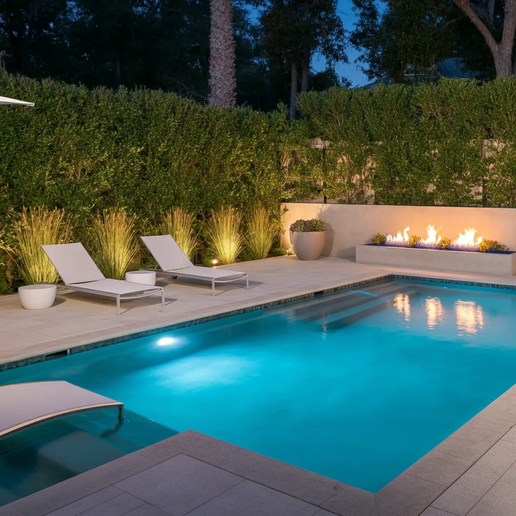 24+ Dreamy Pool Ideas That Blend Style, Comfort, and Luxury 22 Fire and Water Pool