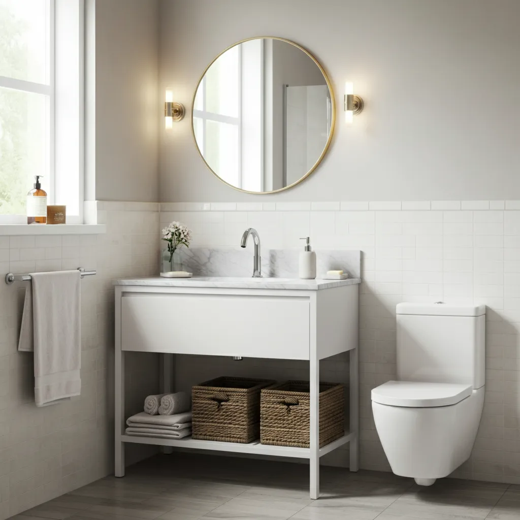 These Small Bathroom Ideas Are So Genius, You’ll Want to Remodel Tonight 8 Floating Vanity Image