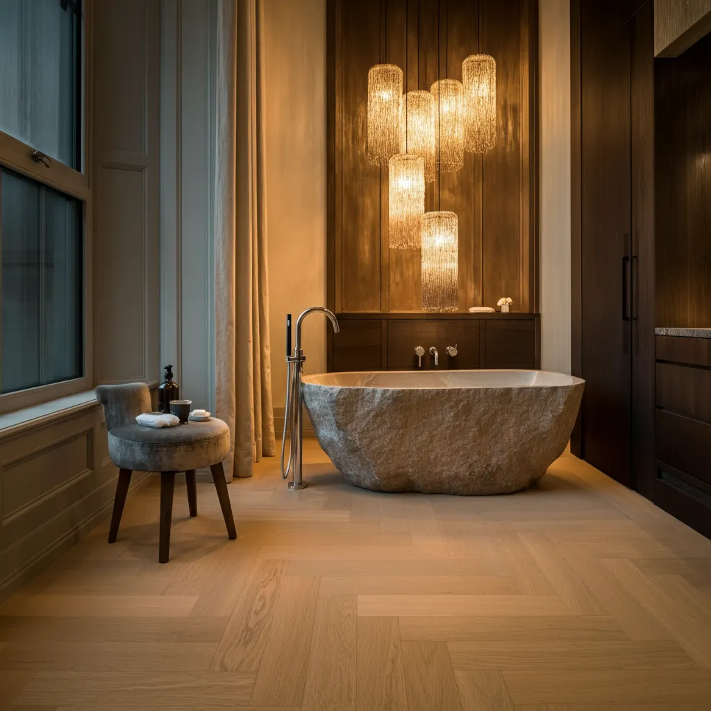 27+ Stunning Luxury Bathroom Designs That Blend Comfort With Elegance 29 Freestanding Stone Tub Luxury Bathroom