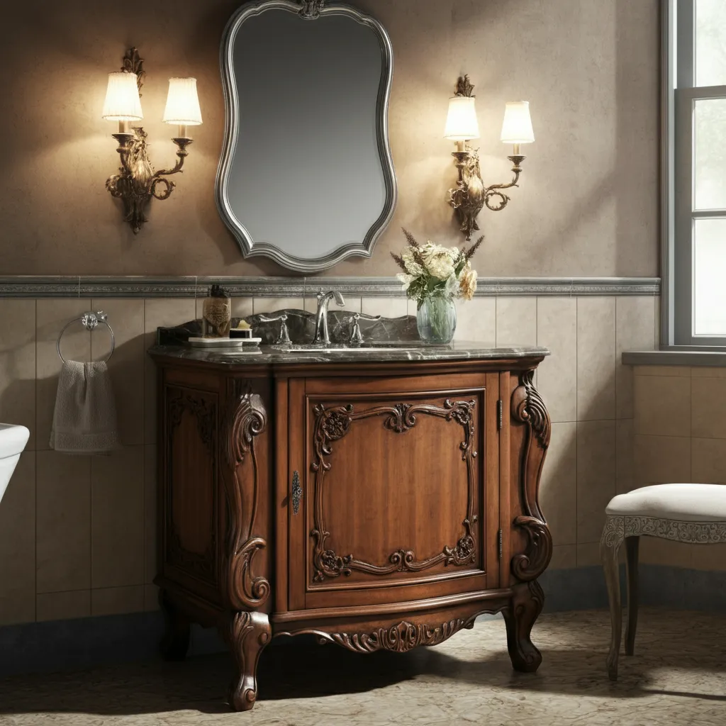 24 Bathroom Vanity Ideas So Beautiful, You’ll Want to Remodel Today 15 Freestanding Vanity Classic Elegance