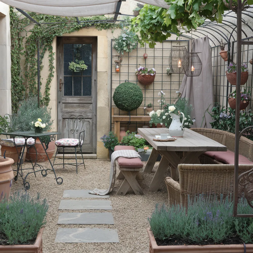 31+ Unique Patio Ideas That Will Make You Never Want to Go Inside 21 French Countryside Patio with Rustic Dining Nook