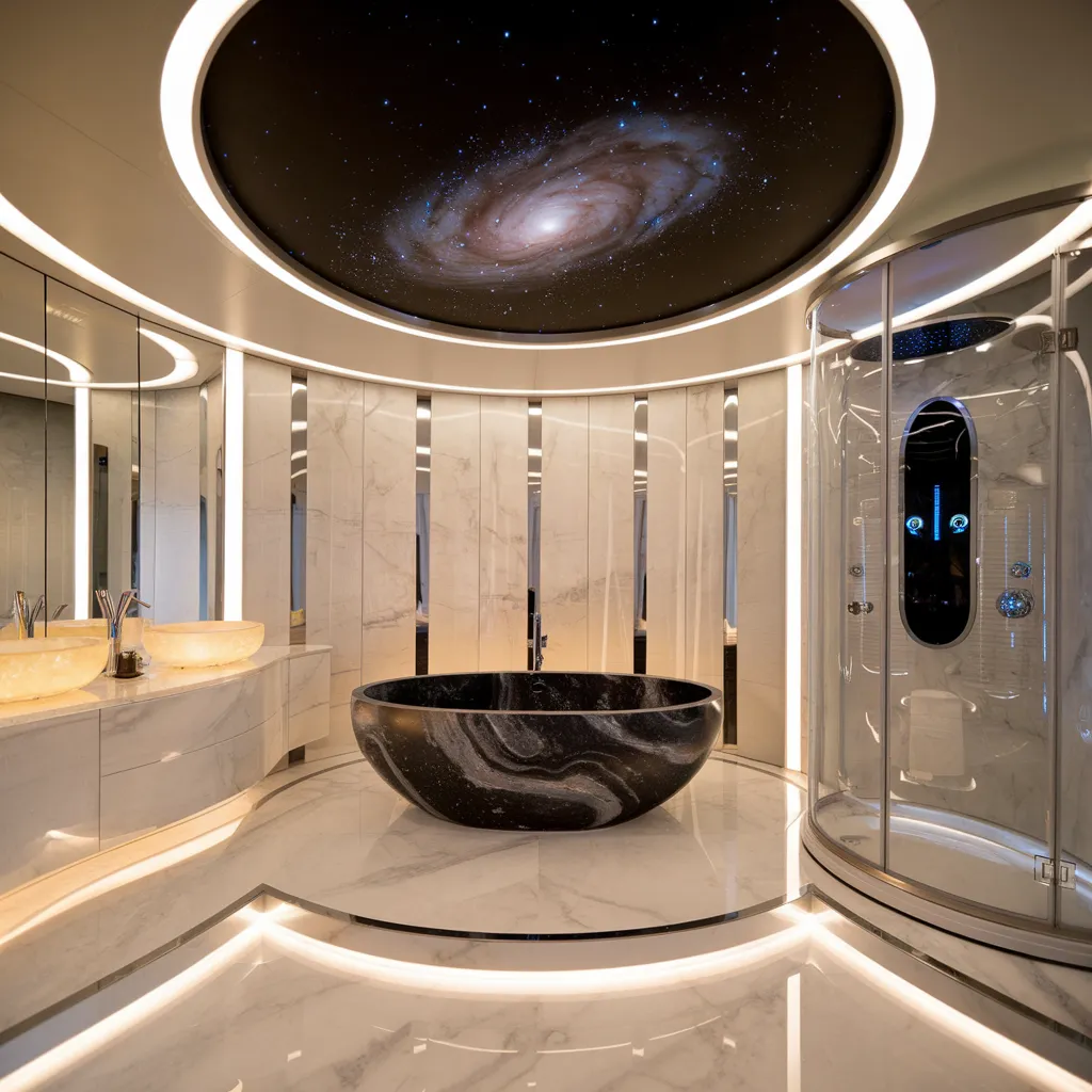 27+ Stunning Luxury Bathroom Designs That Blend Comfort With Elegance 16 Futuristic Galaxy Luxury Bathroom