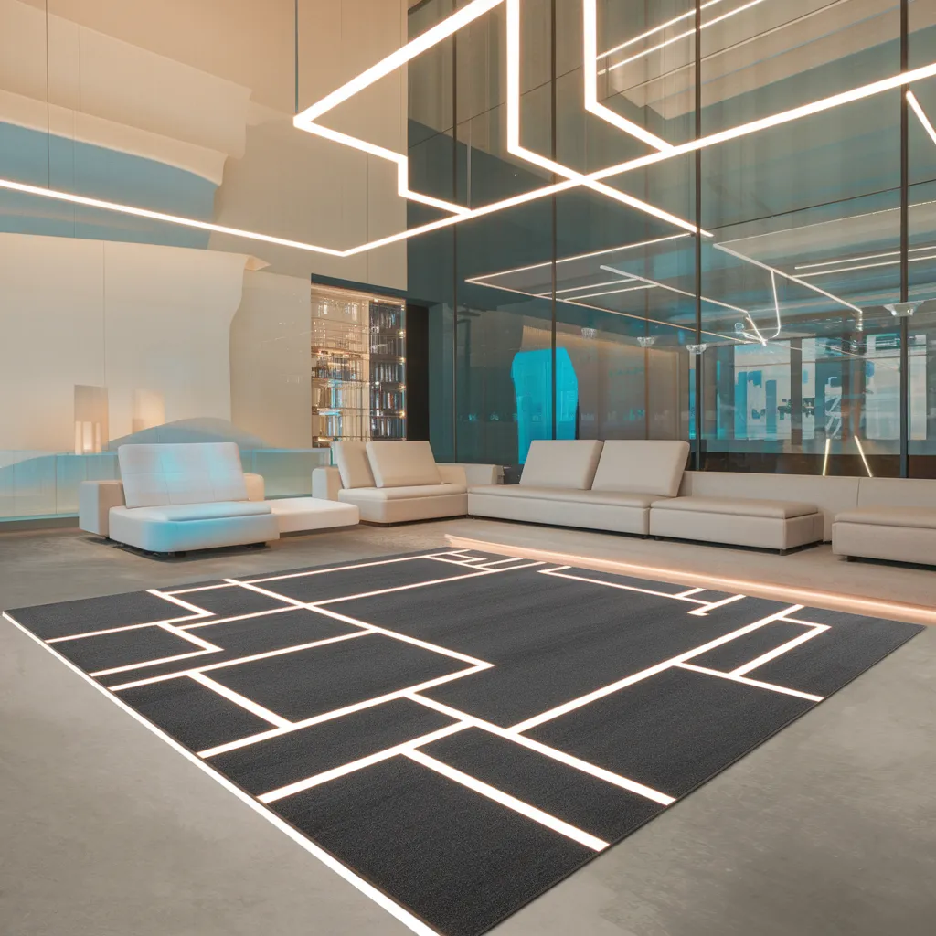 Rugs in Living Room Designs That Instantly Upgrade Your Space 16 Futuristic Grid Rug in Living Room