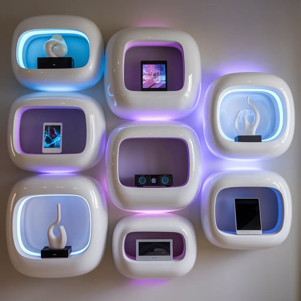 The Ultimate Guide to Shelf Decor Ideas for Small and Large Spaces 14 Futuristic LED Pod Shelves