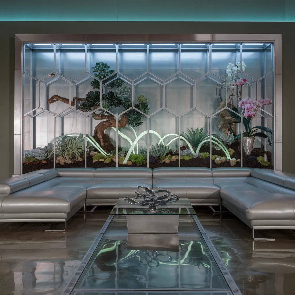 Indoor Plants Ideas That Will Instantly Transform Any Room Into a Lush Retreat 17 Futuristic Terrarium Lounge – Sleek Design with Living Art
