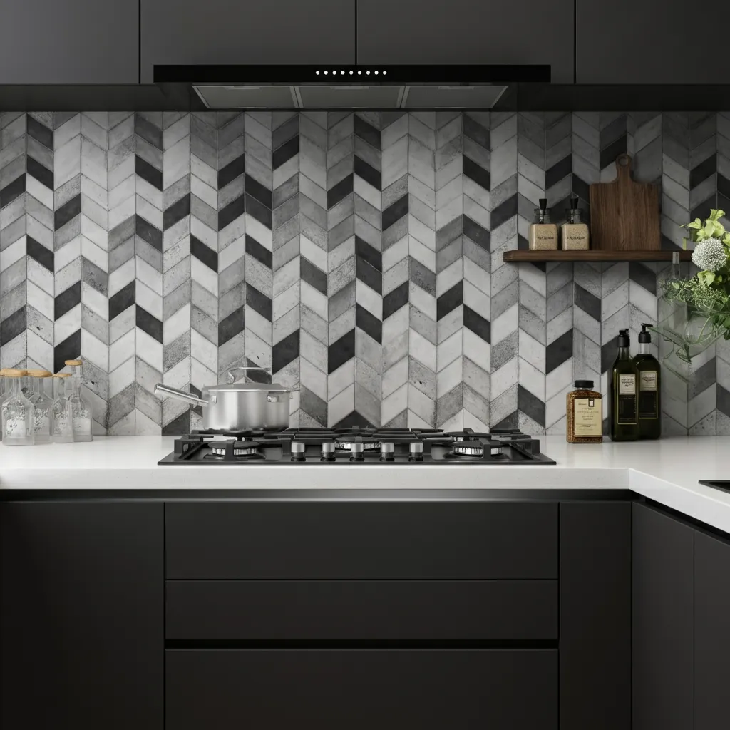 32+ Jaw-Dropping Kitchen Backsplash Ideas You Haven’t Seen Yet 9 Geometric Cement Tile Kitchen