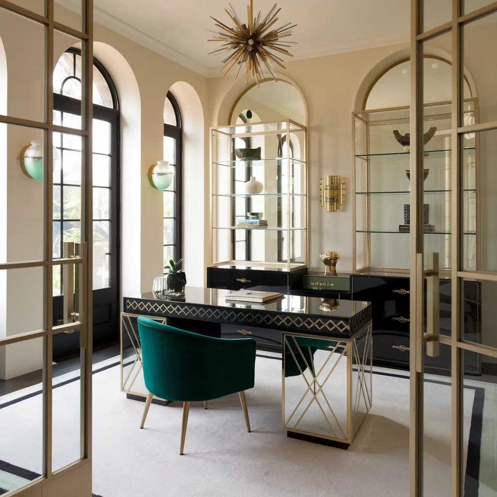 24+ Jaw-Dropping Home Office Ideas That Look Insanely Expensive 17 Gilded Deco Glamour Office