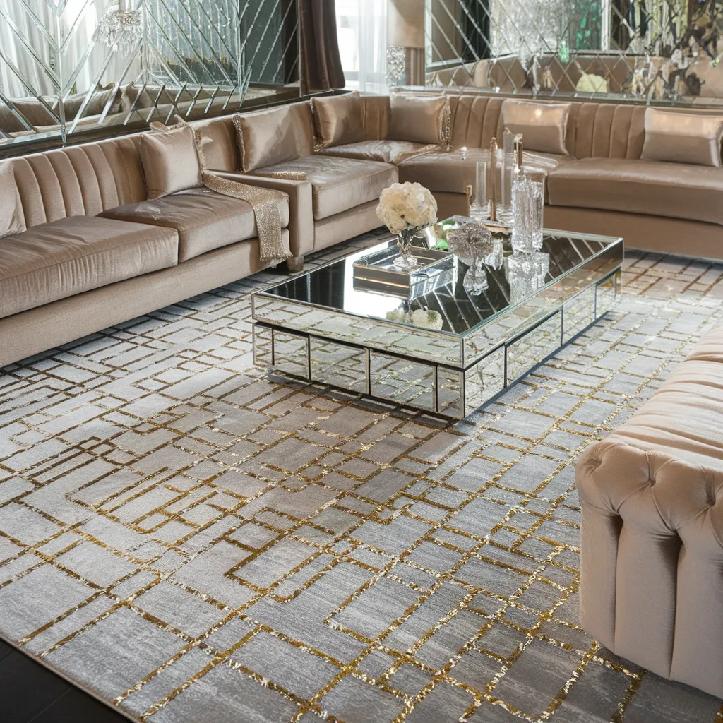 Rugs in Living Room Designs That Instantly Upgrade Your Space 21 Glam Metallic Rug in Living Room