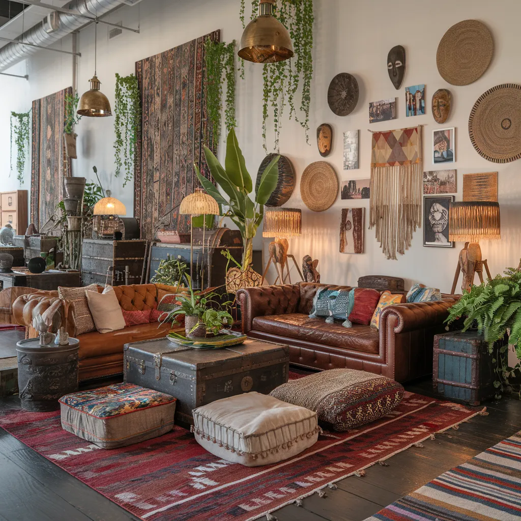 Cozy Yet Stylish: Boho Living Room Ideas That Feel Like a Dream 23 Global Boho Living Room with Collected Treasures and Rich Textures