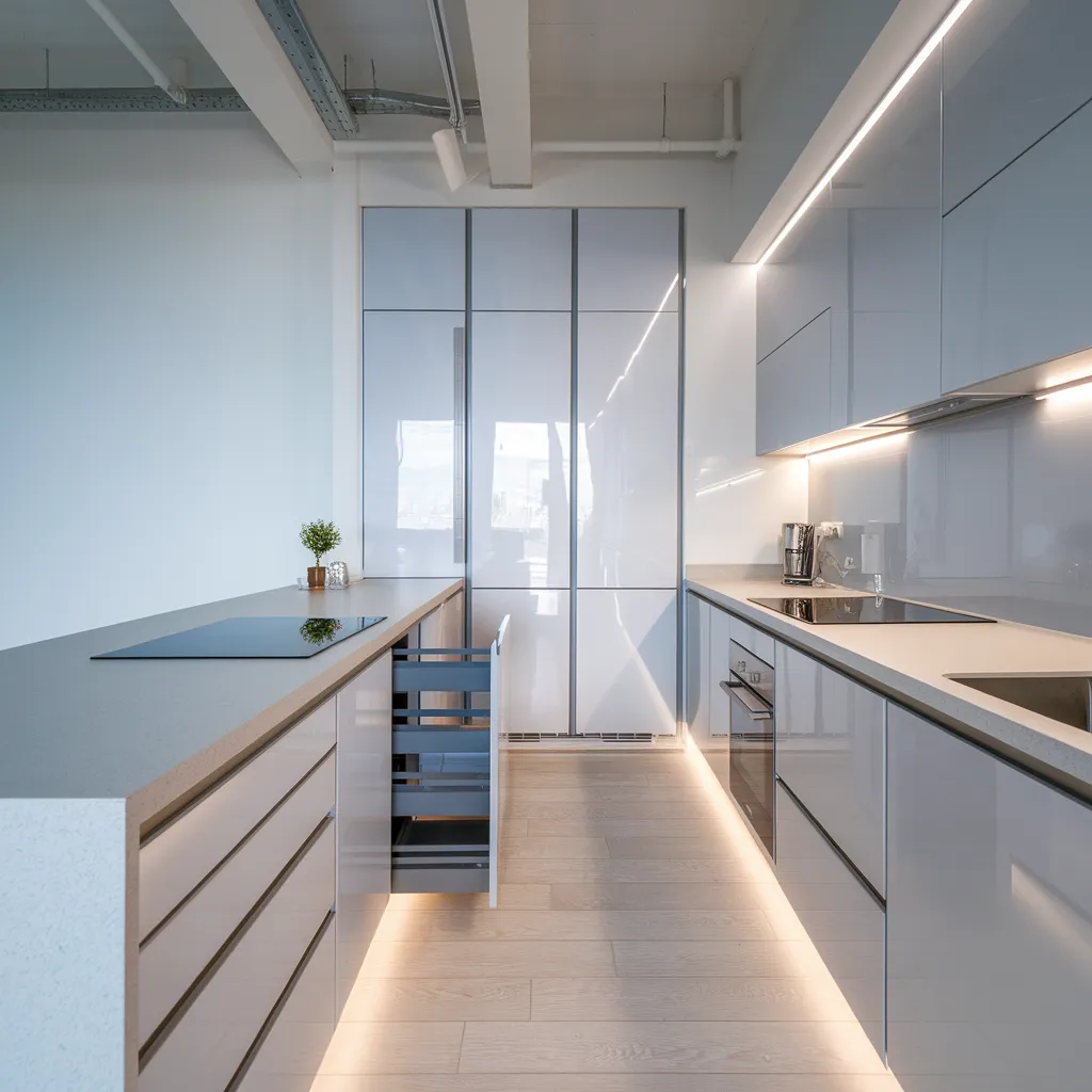 34 Small Kitchen Ideas That Make Tiny Spaces Look Huge 20 Glossy Loft Small Kitchen