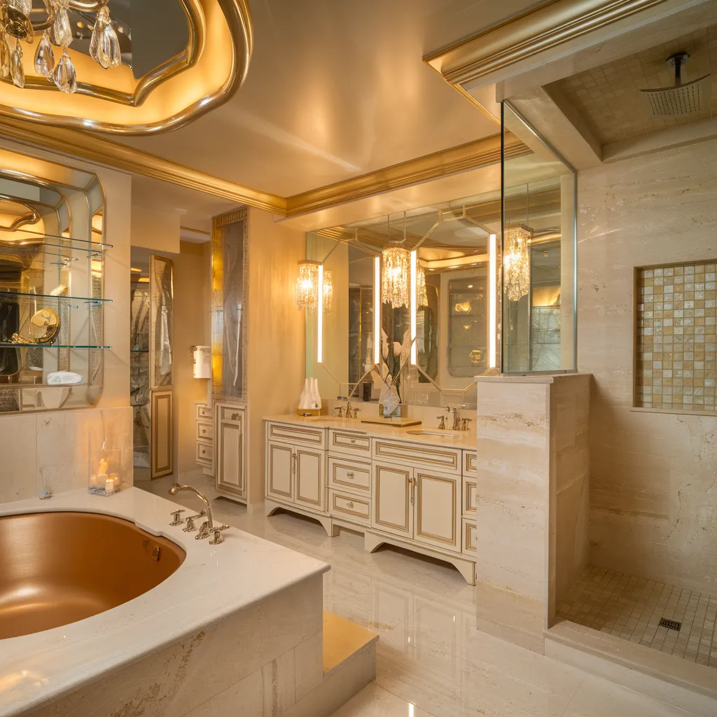 27+ Stunning Luxury Bathroom Designs That Blend Comfort With Elegance 2 Golden Elegance Spa Bathroom