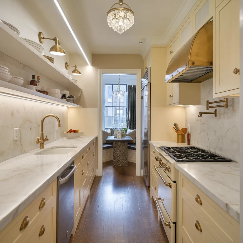 34 Small Kitchen Ideas That Make Tiny Spaces Look Huge 30 Golden Glow Small Kitchen