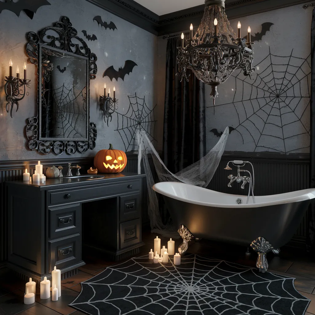 Halloween Bathroom Makeovers You’ll Want to Copy Before October 31st 20 Gothic Bat Bathroom