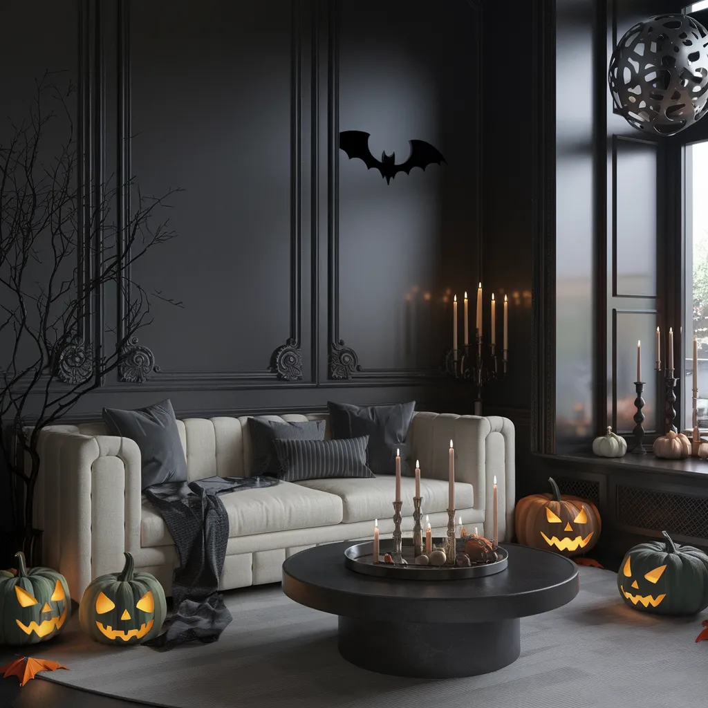 The Ultimate Halloween Living Room Inspiration Guide (Every Style Covered) 5 Gothic Glow Living Room