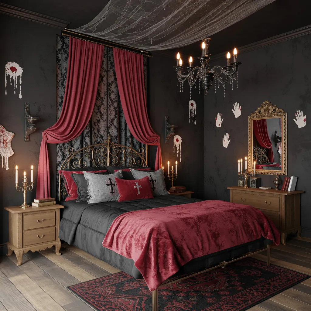 Spooky & Stylish: Halloween Bedroom Ideas You’ll Love 16 Gothic Vampire Halloween Bedroom