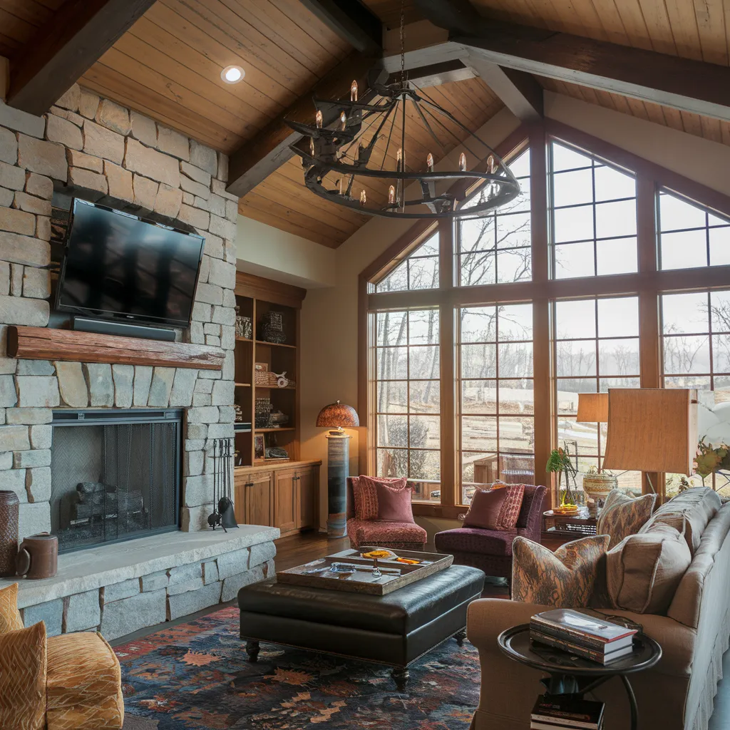 Warm Rustic Living Room Ideas You’ll Wish You Tried Sooner 17 Grand Lodge Style with a Wood Paneled Ceiling