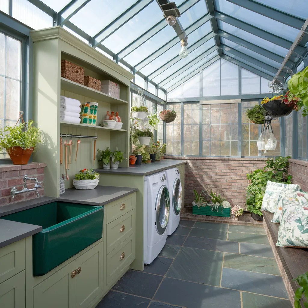 27+ Genius Laundry Room Ideas That Will Make You Love Doing Chores 14 Greenhouse Laundry Room